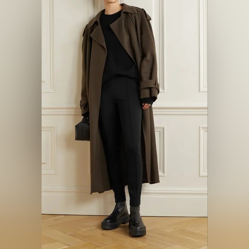 THE ROW Cosso Stretch Ponte Skinny Pants With Front Seams Black Size S Org $690